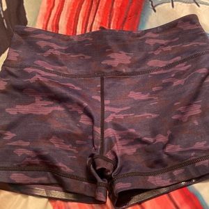 Purple camo no ride workout shorts